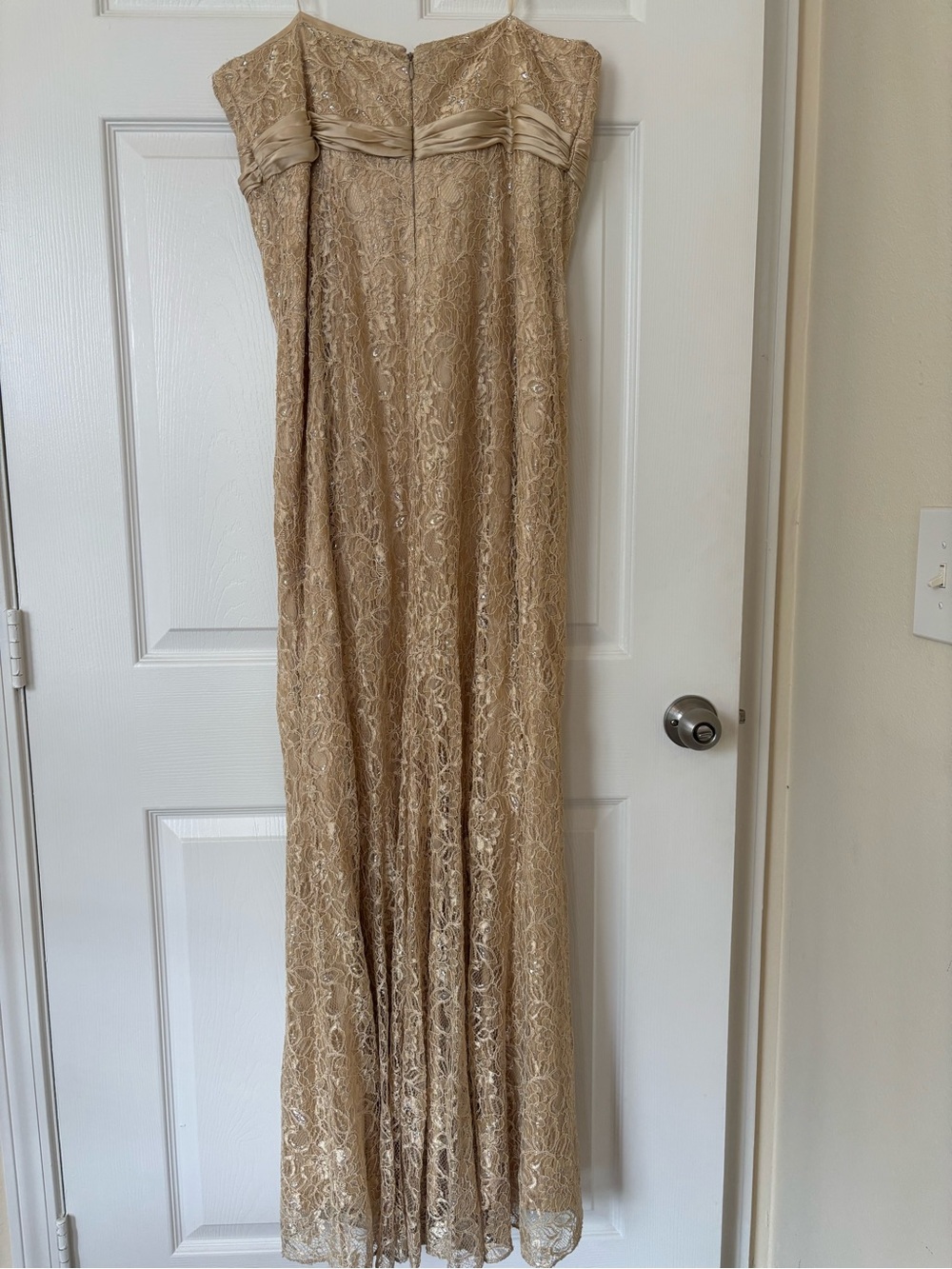 Badgley Mischka Satin Dress in Beige